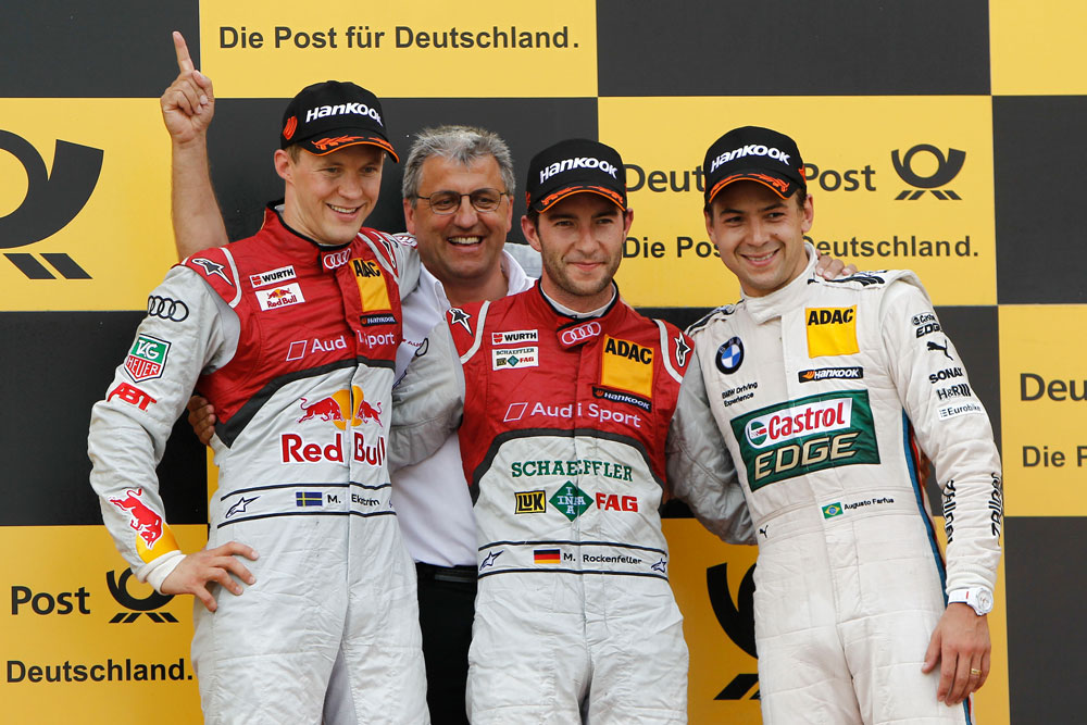 Podiet med den tidligere Le Mans vinder Mike Rockenfeller øverst
(Foto: DTM.com)